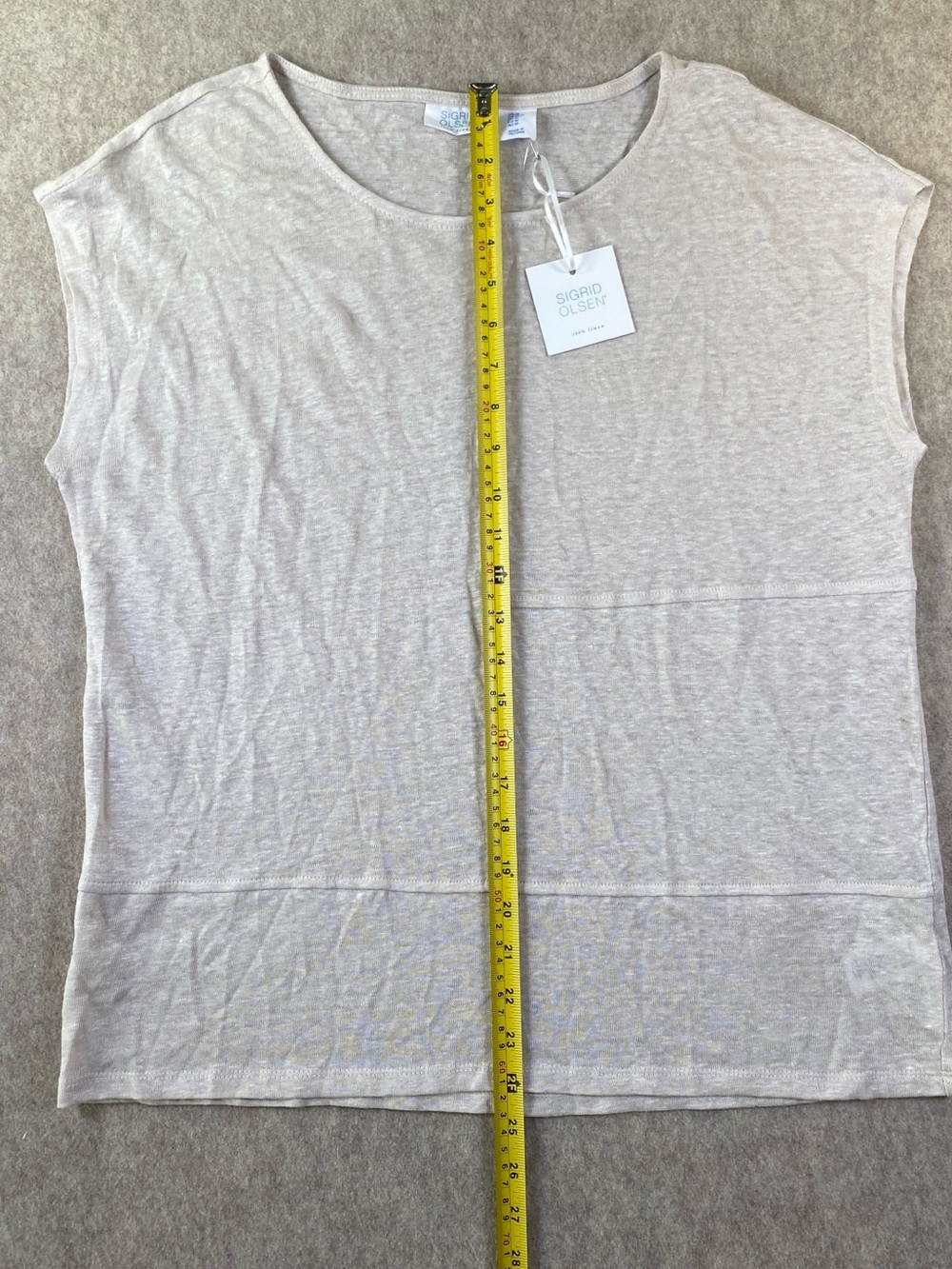 NWT Sigrid Olsen Women's Cream Cap Sleeve Top - Picture 3 of 10